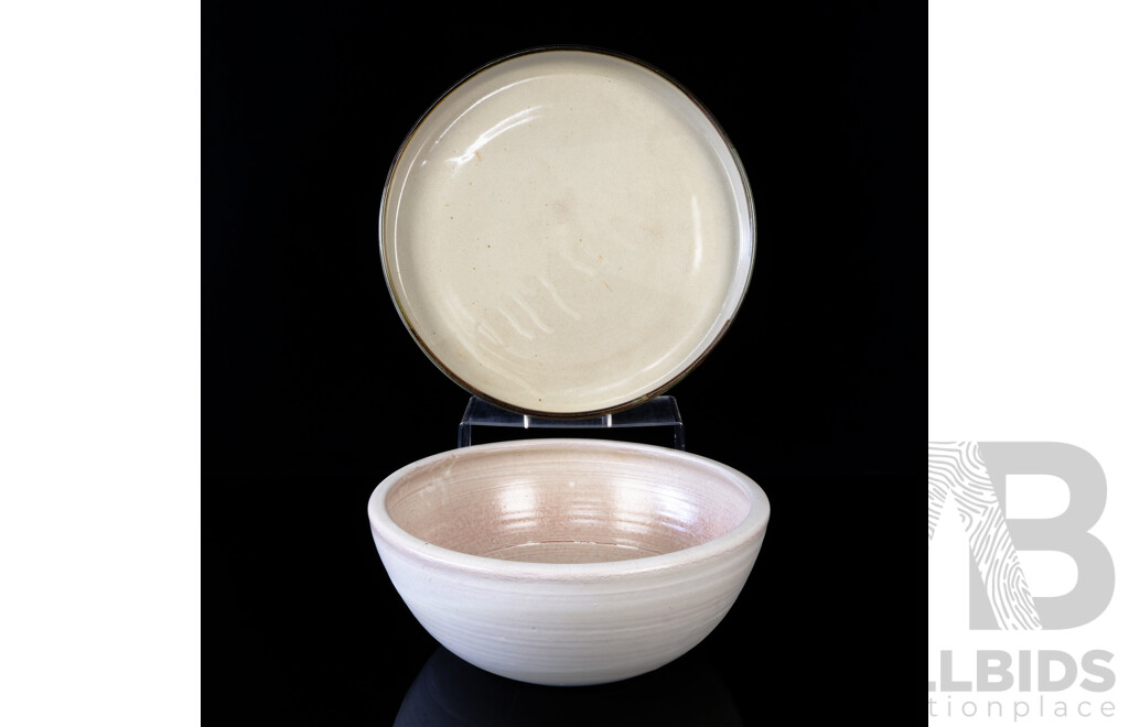 Large Studio Pottery PLatter and Retro German Mobach Utrecht Centerpiece Bowl