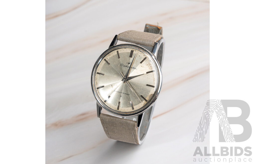 Vintage Seikomatic Diashock 20 Jewels Mens Watch, 45mm, Noted with Movement