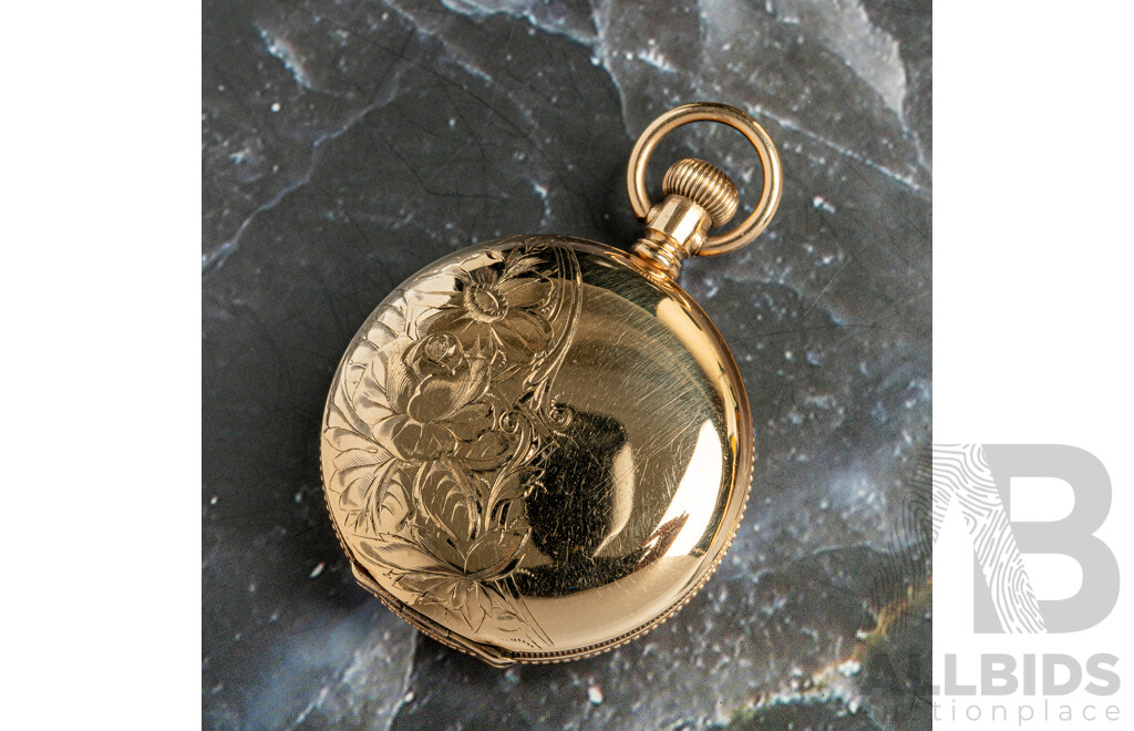 Antique Gold Tone Illinois 42mm Pocket Watch