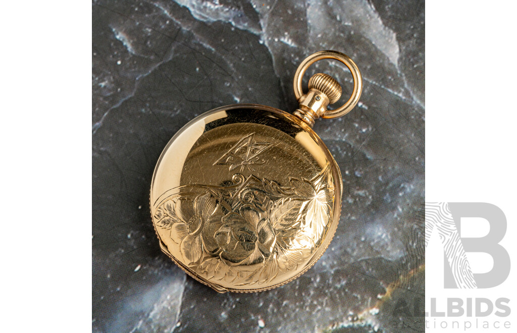 Antique Gold Tone Illinois 42mm Pocket Watch