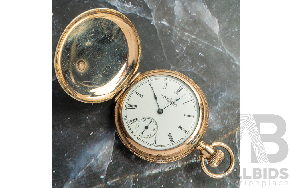 Antique Gold Tone Illinois 42mm Pocket Watch