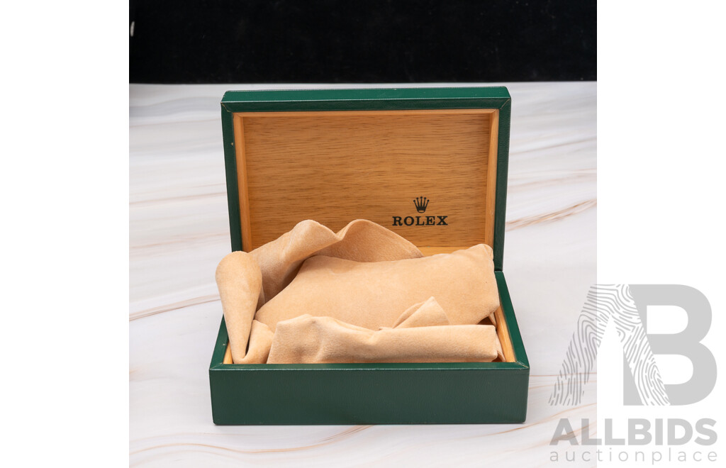 Vintage Rolex Wooden Presentation Box with Green Leather Finish and Inserts - NO Watch