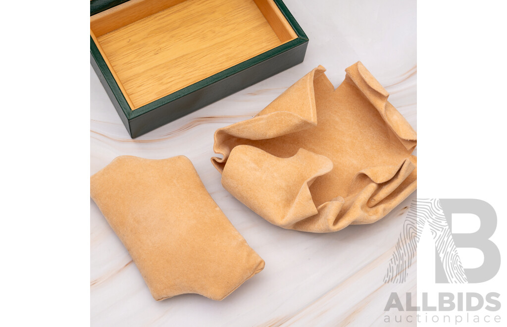 Vintage Rolex Wooden Presentation Box with Green Leather Finish and Inserts - NO Watch