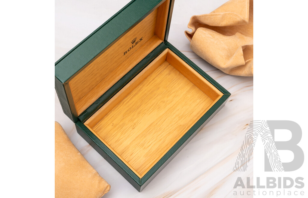 Vintage Rolex Wooden Presentation Box with Green Leather Finish and Inserts - NO Watch
