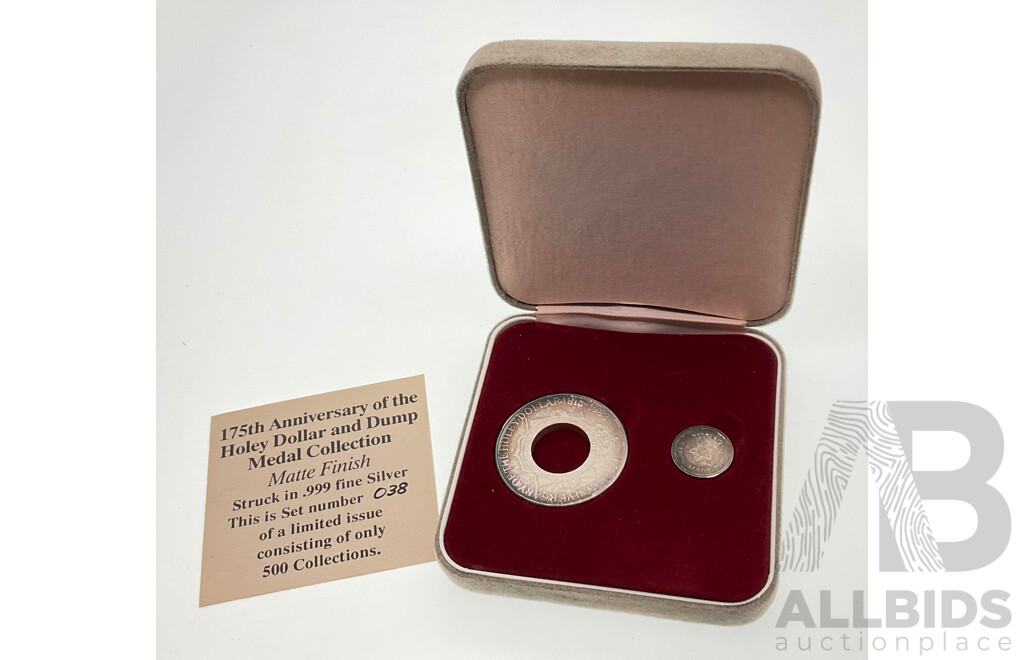 Australian 1988 Silver Holey Dollar and the Dump 175th Anniversary Coins