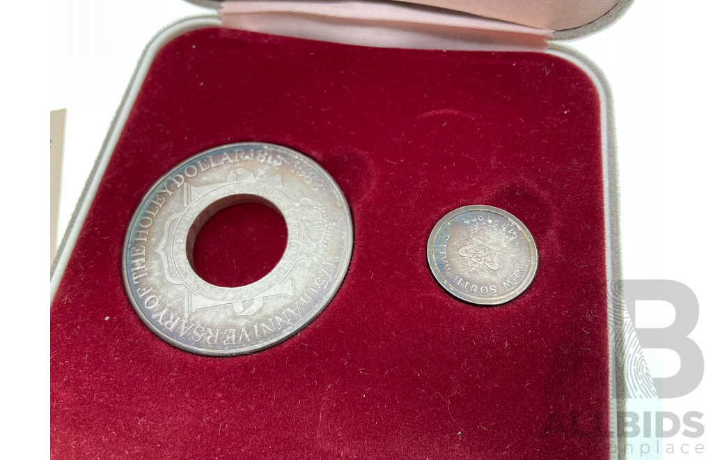 Australian 1988 Silver Holey Dollar and the Dump 175th Anniversary Coins