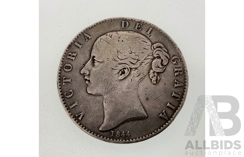 United Kingdom 1844 Silver Crown, Queen Victoria 'Young Head' .925