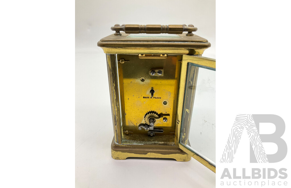 Antique Travelling Carriage Clock with Beveled Glass, French Movement