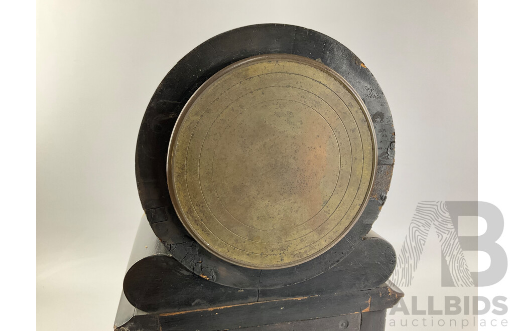 Antique Comptoir General Poissonnier Chiming Mantel Clock with Ornate Brass Inlay, Roman Numeral Radium Enamel Face, Bronze Sun Pendulum