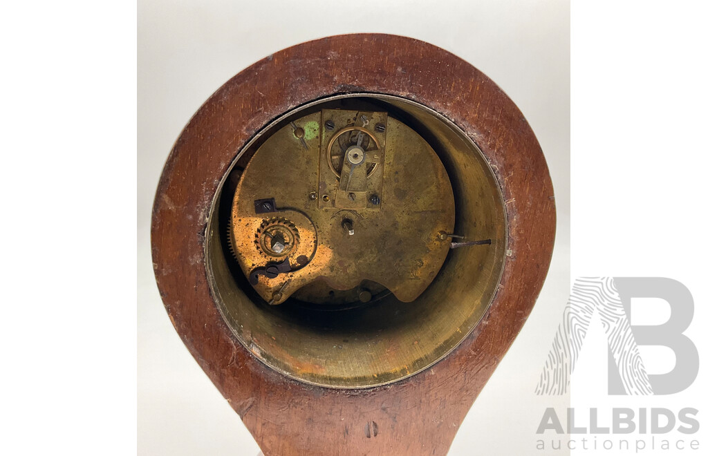 Antique Edwardian Baloon Clock with Veneer Inlays
