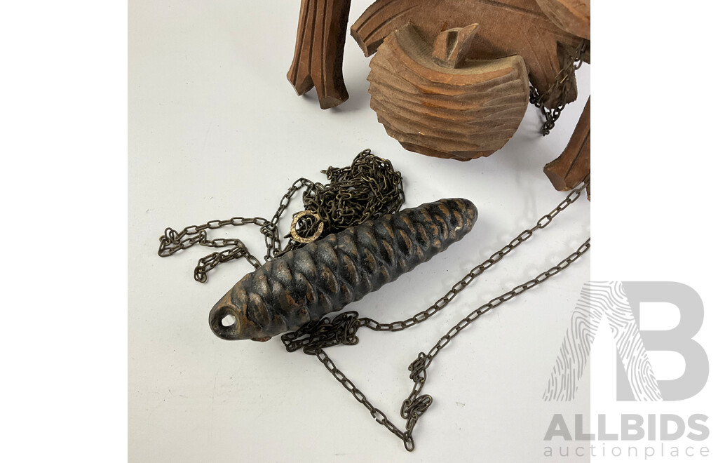 Vintage German Bird Themed Cuckoo Clock with Carved Birds and Hatchling