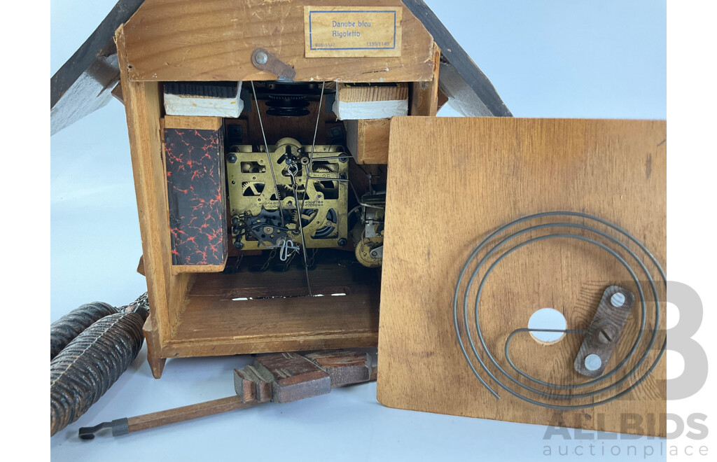 Vintage German Musical Cuckoo Clock, Festive Themed with Dancing Couples