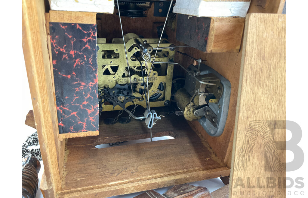 Vintage German Musical Cuckoo Clock, Festive Themed with Dancing Couples