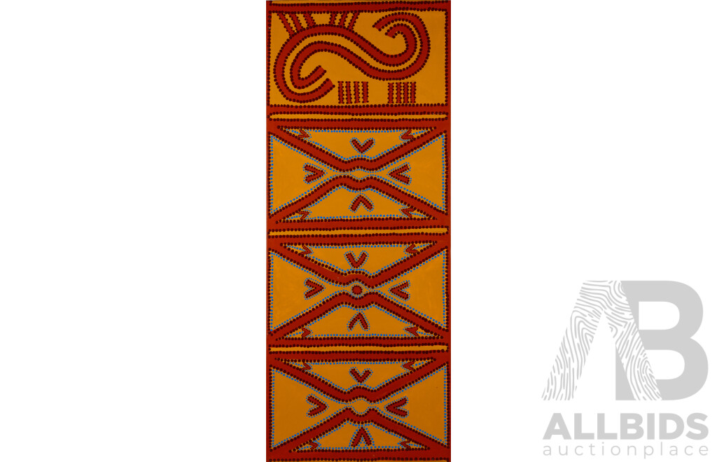 John McFadden (JackMac) (20th Century, Indigenous-Australian), South Pacific Process, Original Acrylic on Canvas, 107 x 43 cm