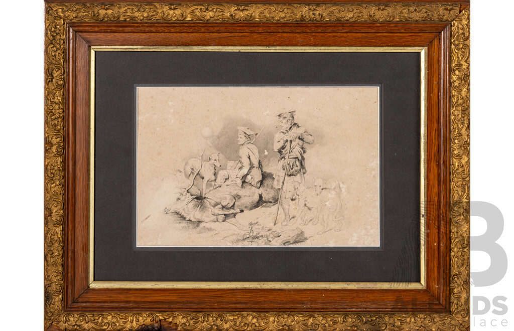 Sir Edwin Landseer, (Late19th/Early 20th Centuries), the Death of the Stag 1876, Antique Engraved Print, 45 X 57 Cm (frame)