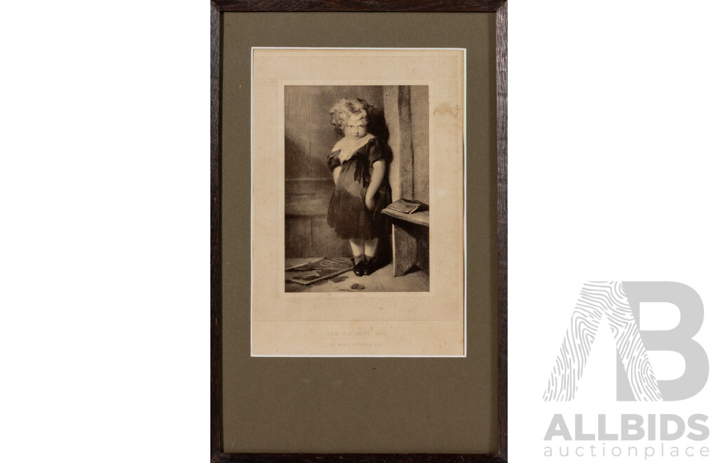 Sir Edwin Landseer, (19th Century, British, 1802-1873), The Naughty Boy, Antique Engraving, 35 x 23 cm (frame)