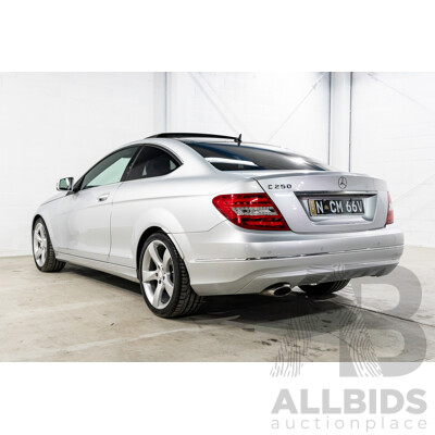 8/2012 Mercedes-Benz C250 BE W204 MY12 2d Coupe Iridium Silver Metallic Turbo 1.8L