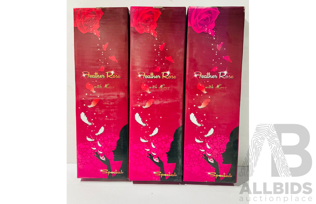 Collection Three Sets of Handmade Feather Roses - One Set Incomplete