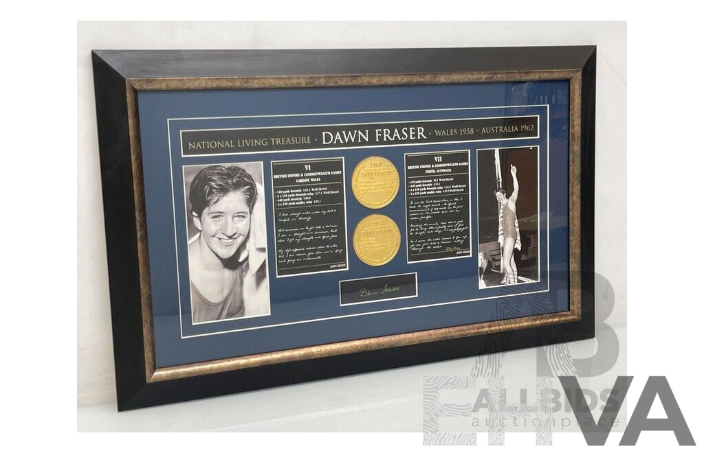 Dawn Fraser - Australian Living Treasure Signed and Framed heritage piece