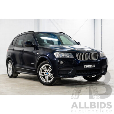 8/2012 BMW X3 Xdrive 30d MSport (AWD) F25 4d Wagon Carbon Black Metallic Turbo Diesel 3.0L