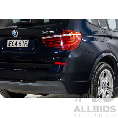 8/2012 BMW X3 Xdrive 30d MSport (AWD) F25 4d Wagon Carbon Black Metallic Turbo Diesel 3.0L