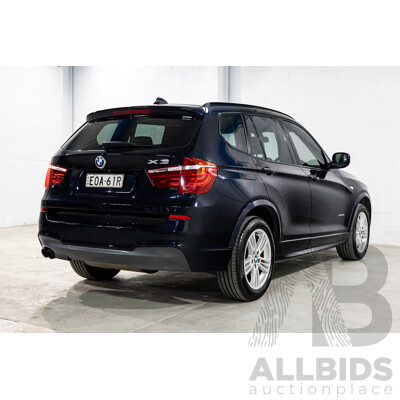 8/2012 BMW X3 Xdrive 30d MSport (AWD) F25 4d Wagon Carbon Black Metallic Turbo Diesel 3.0L