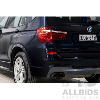 8/2012 BMW X3 Xdrive 30d MSport (AWD) F25 4d Wagon Carbon Black Metallic Turbo Diesel 3.0L