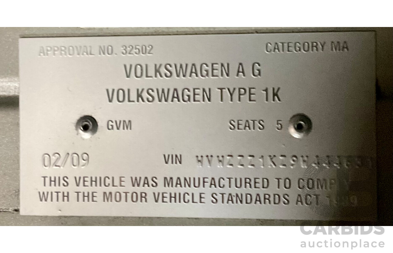 2/2009 Volkswagen Golf 2.0 TDI Pacific 1K MY09 5d Hatchback Reflex Silver Turbo Diesel 2.0L