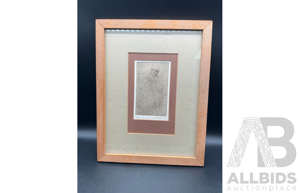 Portrait of Man by RONCHAPMAN (1975) - 33 X 25 Cm (frame)