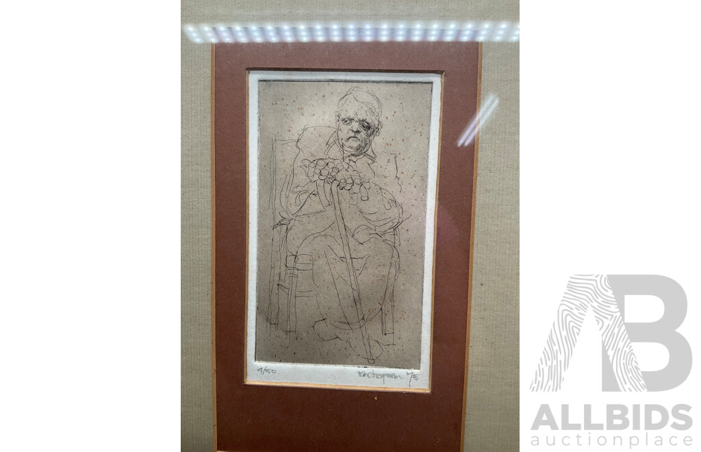 Portrait of Man by RONCHAPMAN (1975) - 33 X 25 Cm (frame)