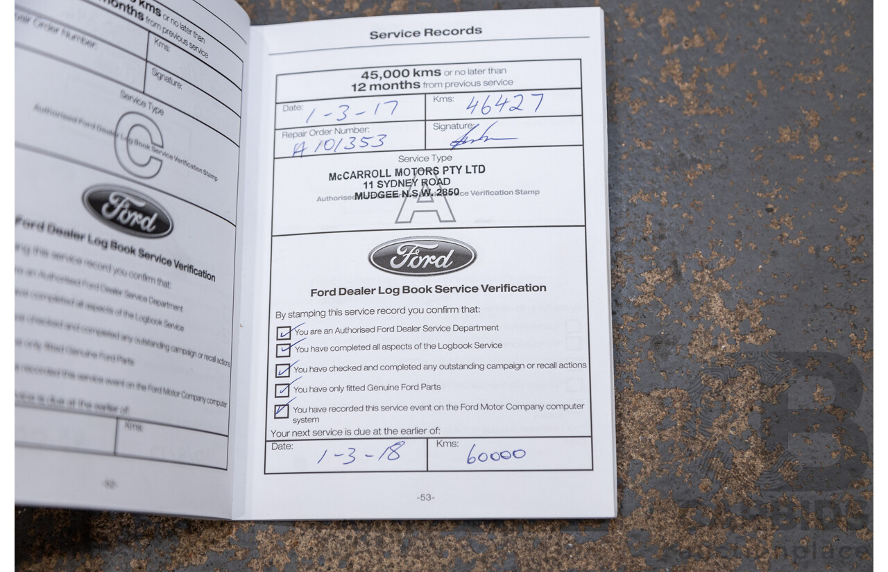 9/2015 Ford Ranger Wildtrak 3.2 (4x4) PX MKII Dual Cab P/Up Black Mica Turbo Diesel 3.2L