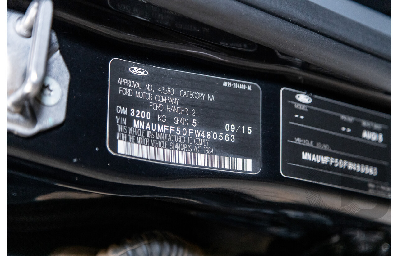 9/2015 Ford Ranger Wildtrak 3.2 (4x4) PX MKII Dual Cab P/Up Black Mica Turbo Diesel 3.2L