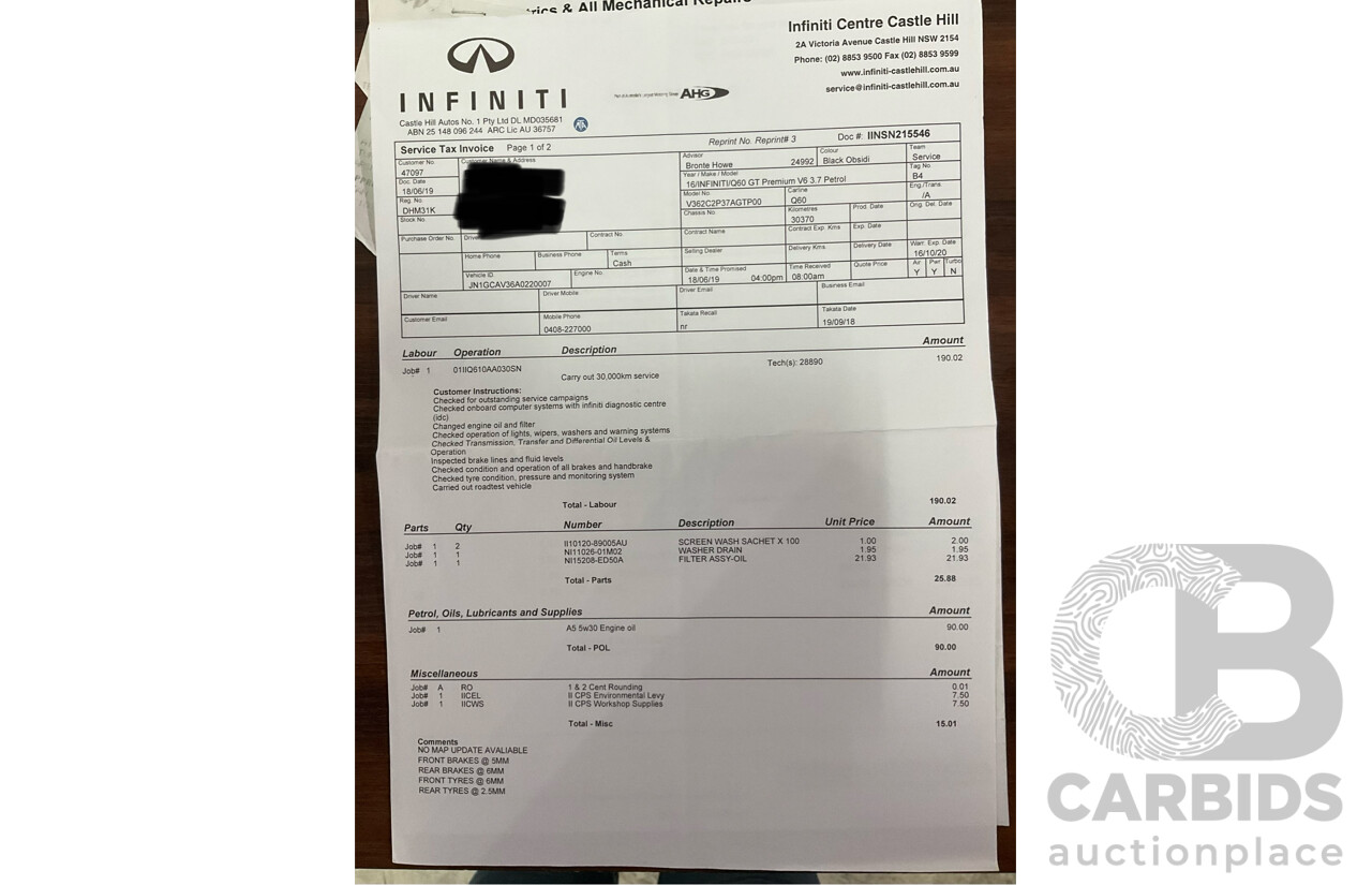 04/2016 Infiniti Q60 3.7 GT Premium (RWD) 2d Coupe Obsidian Black Metallic 3.7L