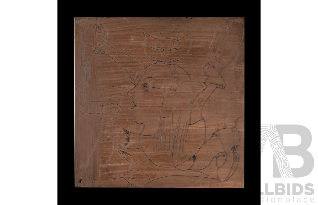 Charles Blackman, (20th Century, Australian 1928-2018) 'Tantric Alice,' Original Copper Etching Plate, 30 X 30 Cm