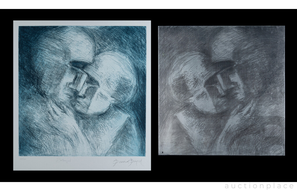 David Boyd, (20th Century, Australian, 1924-2011), 'Betrayal,' Original Zinc Etching Plate & Original Etching Edition 49 of 60, Hand Signed, 71 x 60.5 cm (sheet) (2)