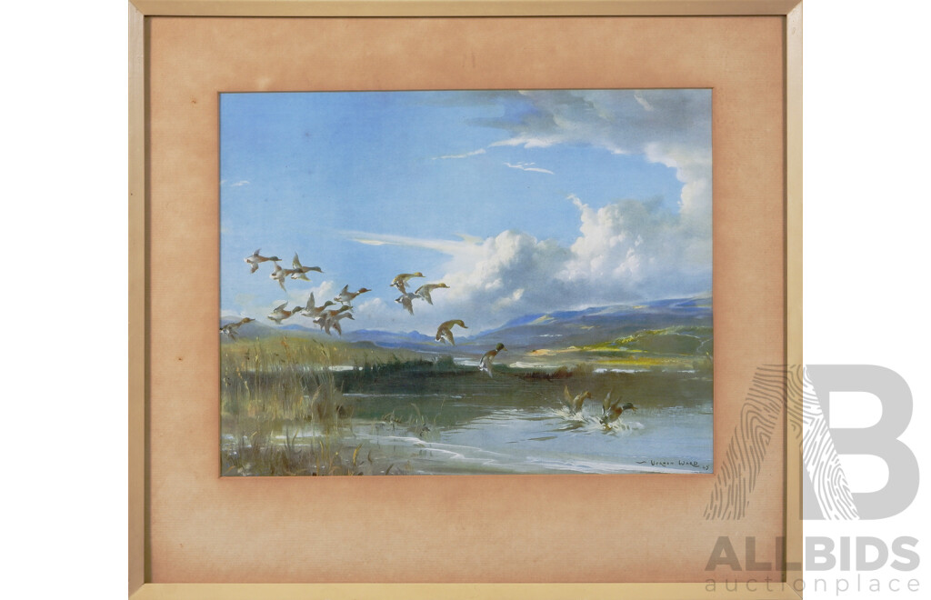Vernon Beauvoir Ward, (20th Century, British, 1905-1985), the Flight Back X 2, Lovely Pair of Vintage Colour Reproductions of the Original, 5 X 63 Cm (larger Frame) (2)