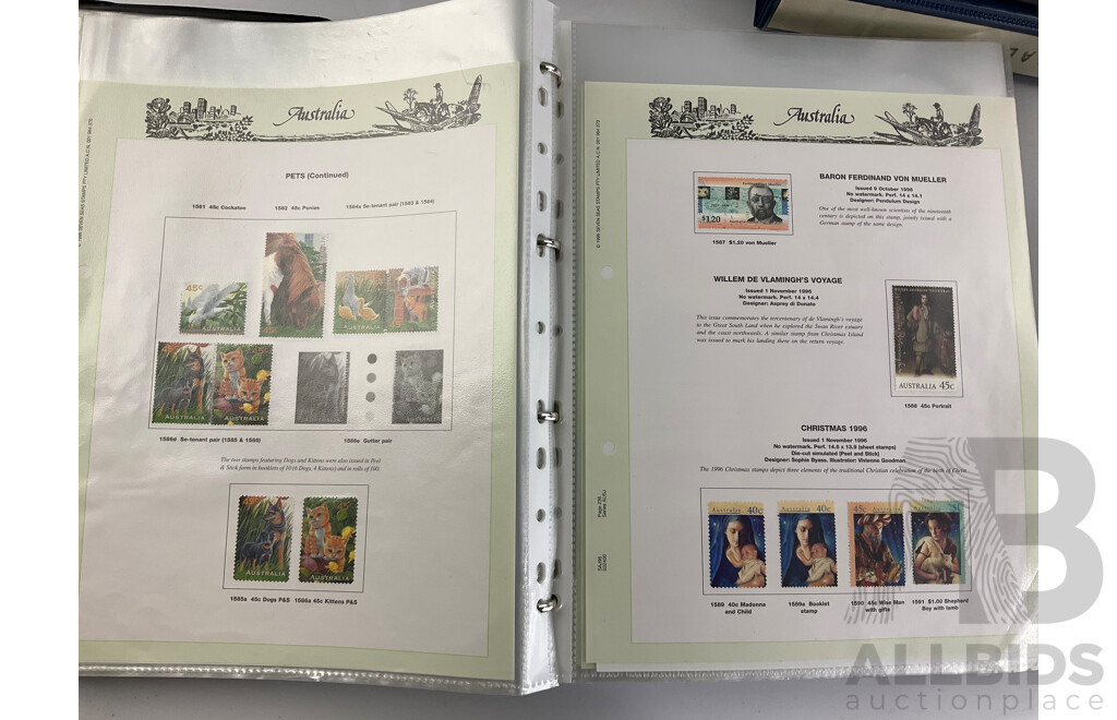 Seven Albums of Australian Stamps, Seven Seas, Examples Spanning 1966 to 2022