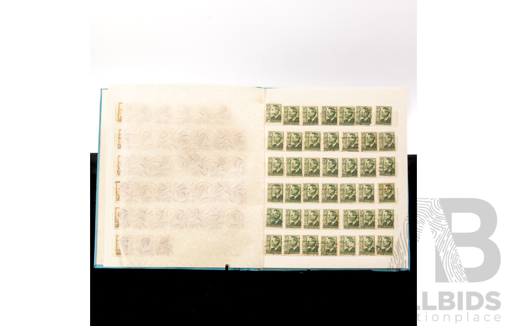 Two Albums of  Australian Stamps, Examples Spanning 1930's to 1980's with Shoe Box of Cancelled Stamps