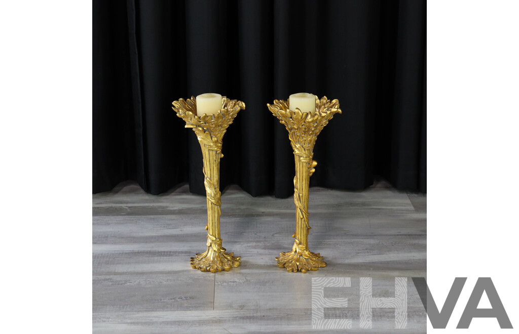 Pair of Gilt Composite Candle Sticks