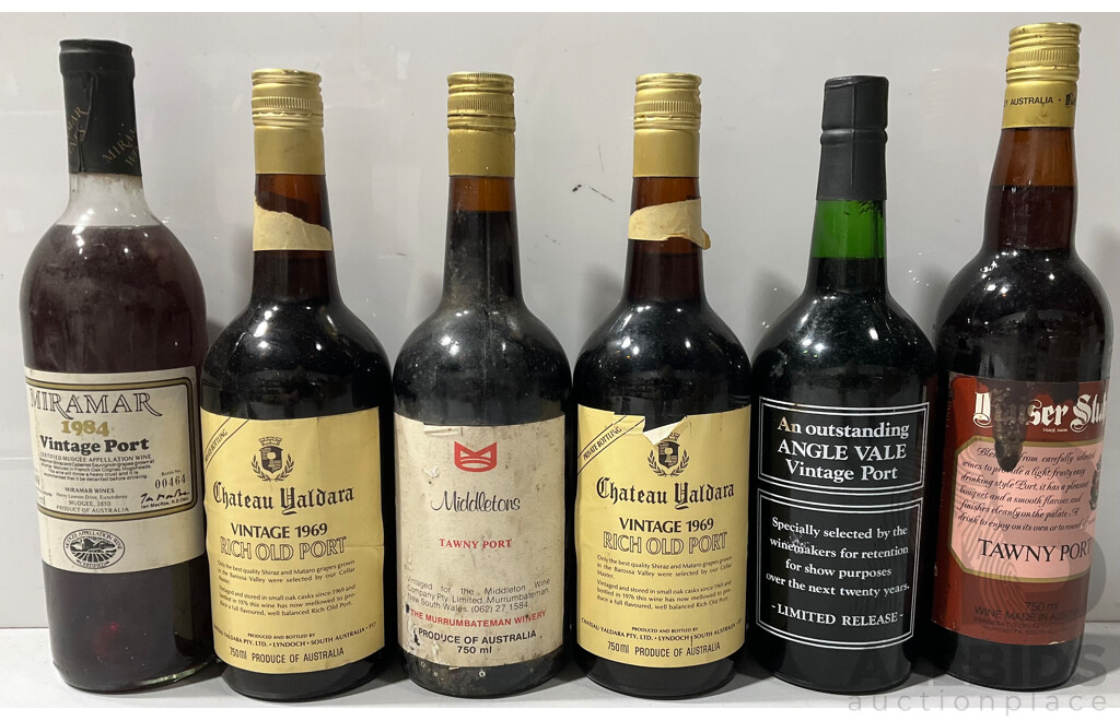 Six Bottles of Various Vintage Port Wines