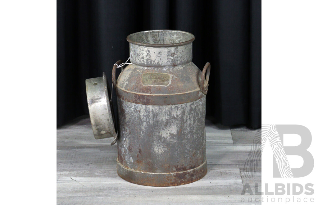 Vintage Galvanised Lidded Milk Urn