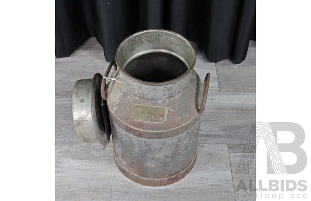 Vintage Galvanised Lidded Milk Urn