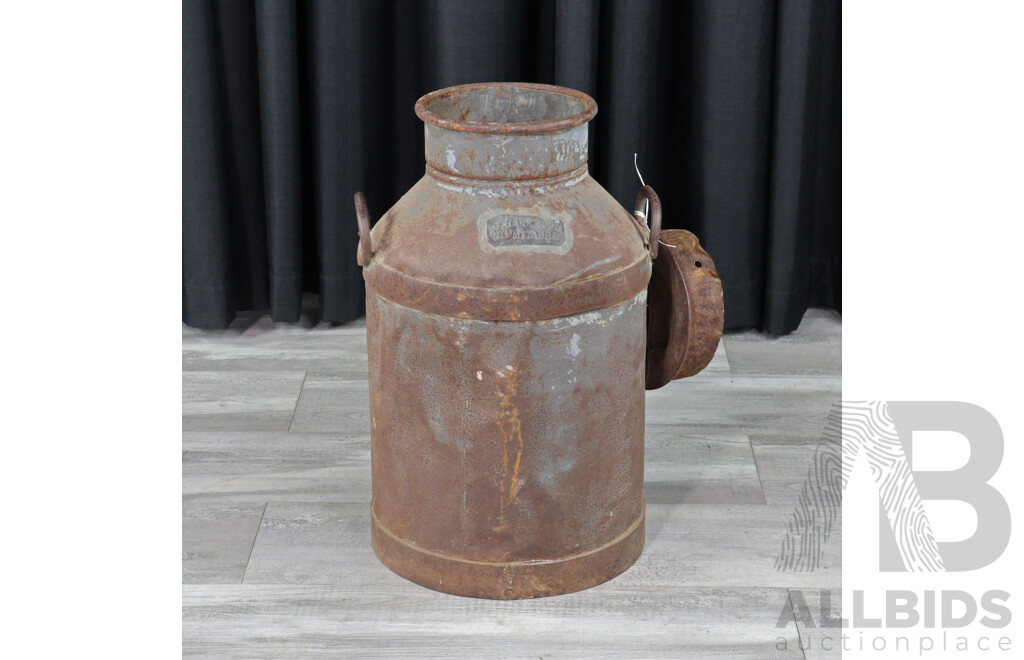 Vintage Galvanised Lidded Milk Urn