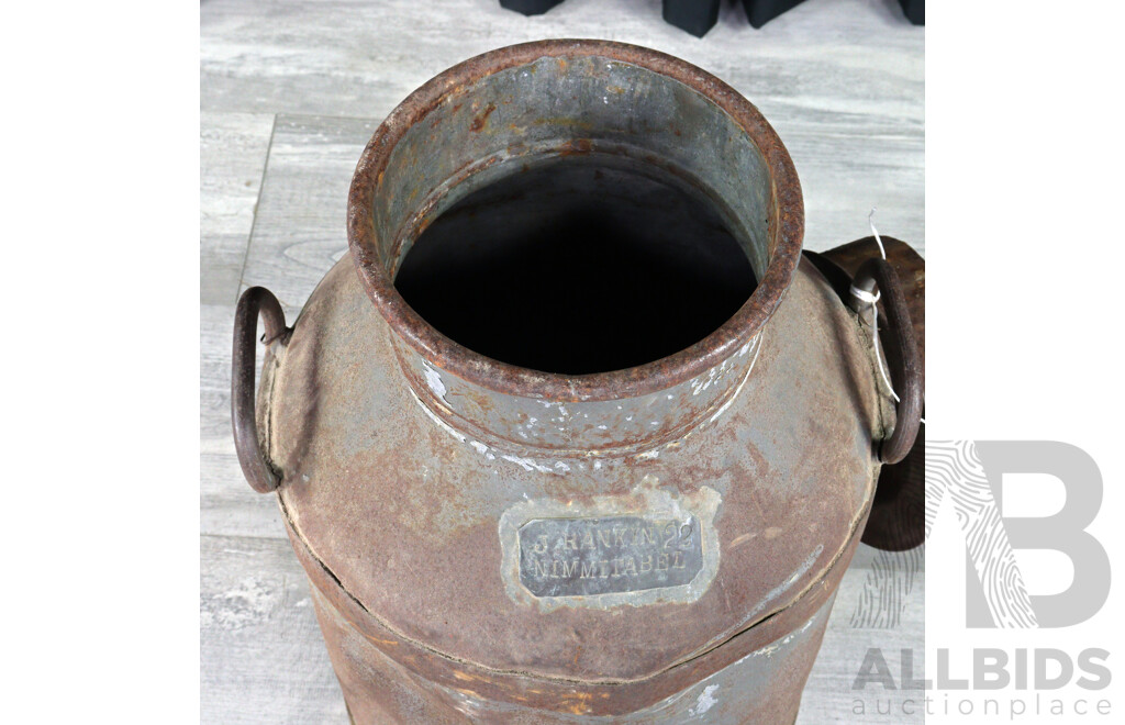 Vintage Galvanised Lidded Milk Urn