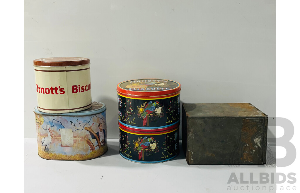 Collection Five Vintage and Other Australian Tins