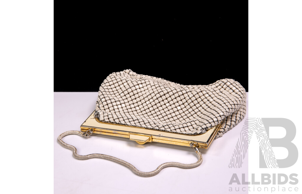 Collection Vintage Handbags Comprising Bambi White Leather, Cream Glomesh, Beige Glomesh Examples, Glomesh Gold Purse and More