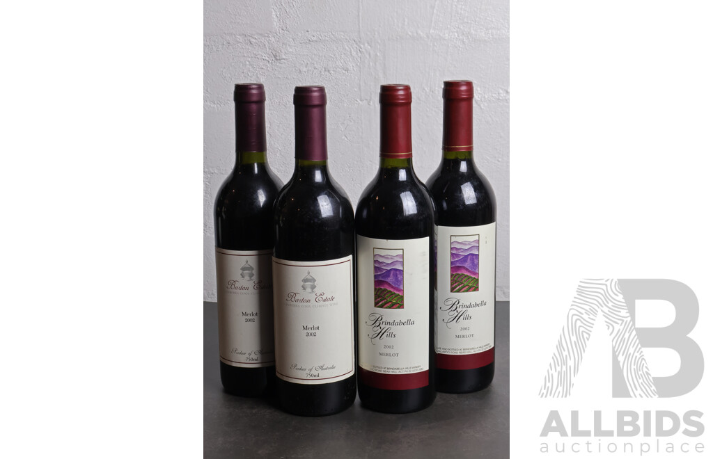 Four Bottles of Various Australian Merlot Wines