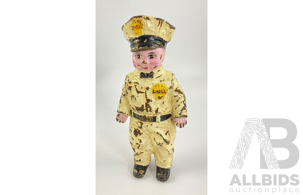 Vintage DH Lee Co 1949 Cast Iron Shell Attendant Promotional Money Box