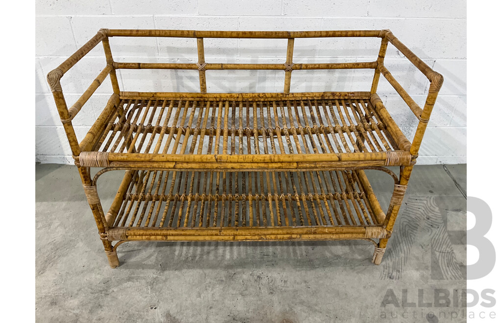 Vintage Rattan Cane and Bamboo Shelf