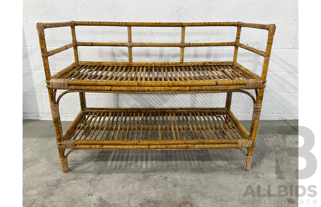Vintage Rattan Cane and Bamboo Shelf
